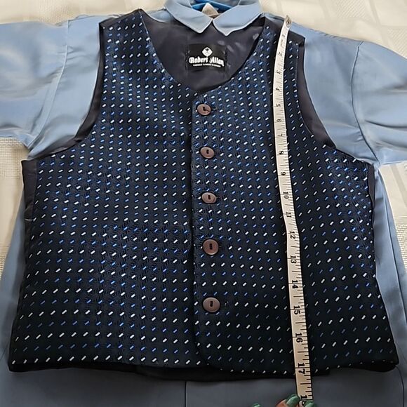 Robert Allen Boy's Shirt, Waist Coat Vest & Tie Navy Blue Size 6 - Picture 10 of 16